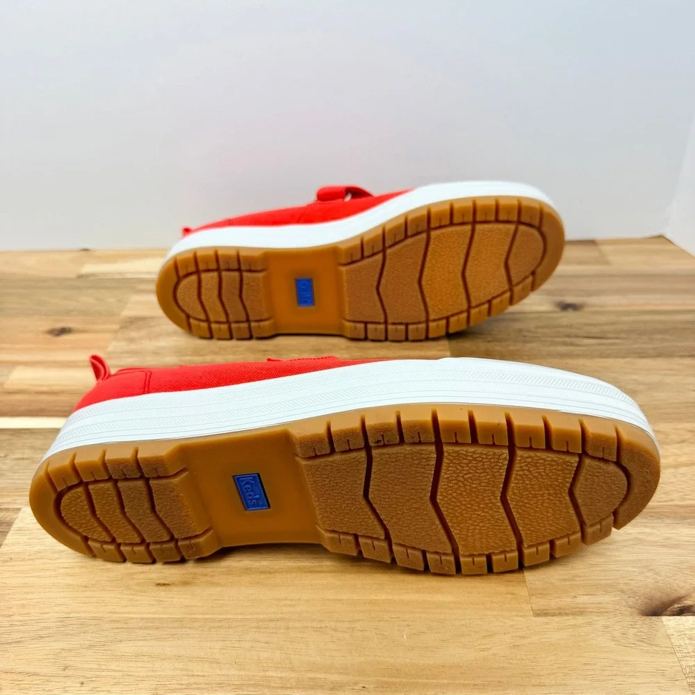 Keds Women's WF68129 Orange Red Canvas Platform Mary Jane Shoes Size 9